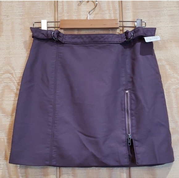 Free People Faux Leather Purple Skirt - Picture 1 of 6
